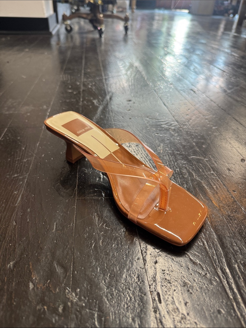 Dolce Vita Burnt Orange Patent Square-Toe Heel Sandal